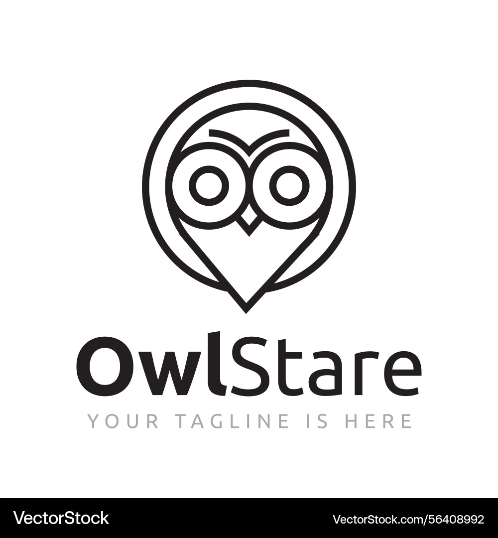 Owl bird character map pin location with sharp vector image
