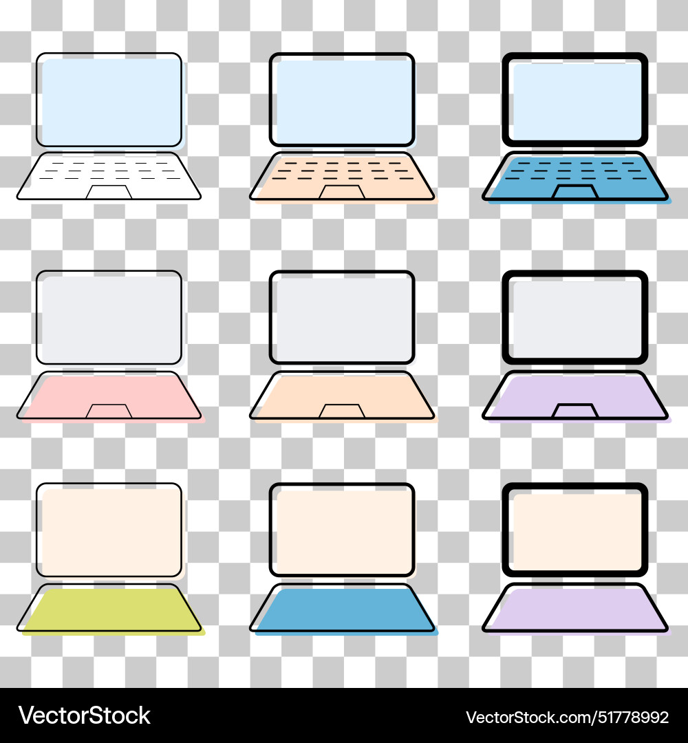 Set of laptop flat web icon notebook computer vector image