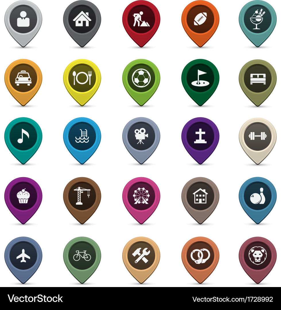 Set of Round 3D Pointer Icons vector image