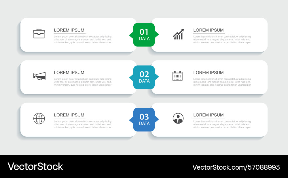 3 data infographics rectangle tab index template Vector Image