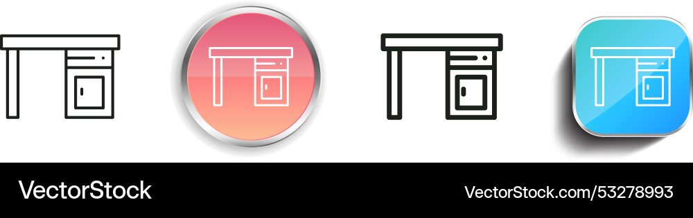 Desk icon thin linear regular and button style Desk icon thin linear regular and button style vector image