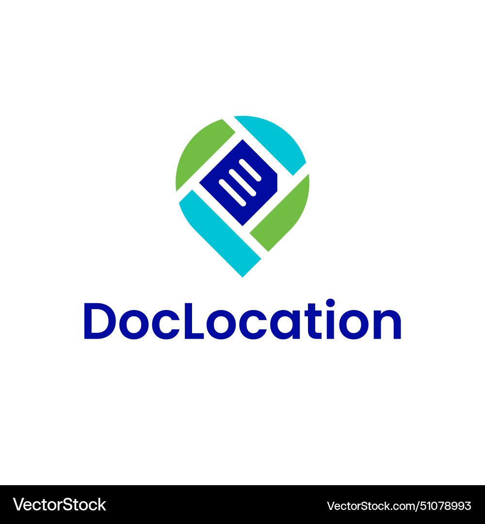Document note pin map location logo Royalty Free Vector