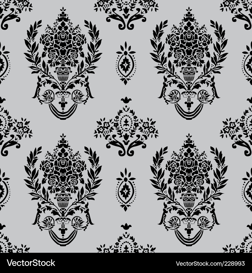 Elegant Damask Rose Pattern Vector Image