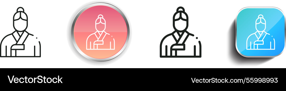 Korean icon thin linear regular and button style Vector Image
