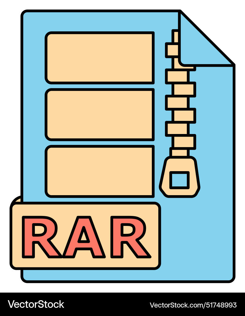 Rar file format icon concept of compressed Vector Image