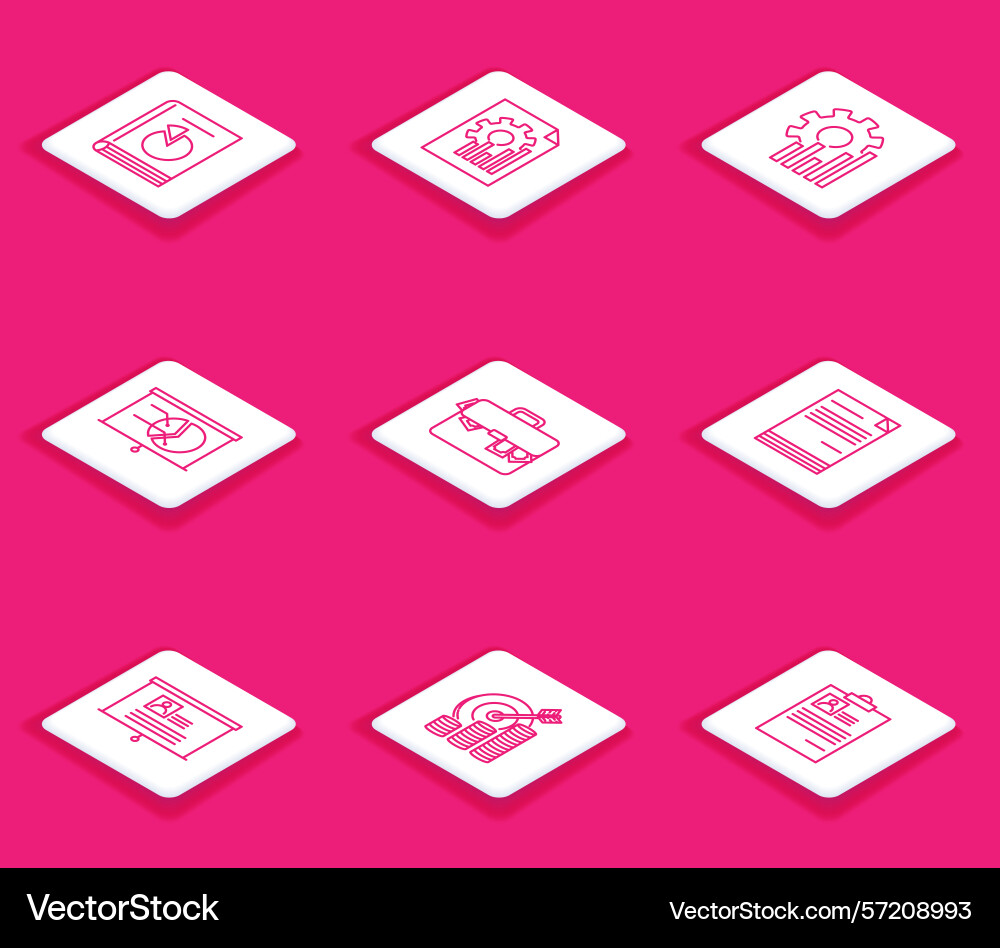 Set line user manual document with graph chart vector image