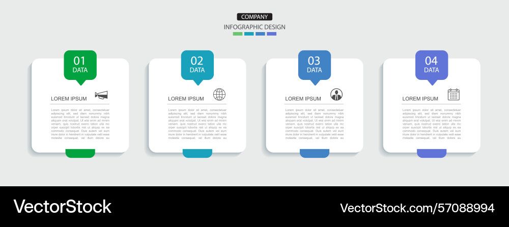 4 data infographics square tab index template 4 data infographics square tab index template vector image