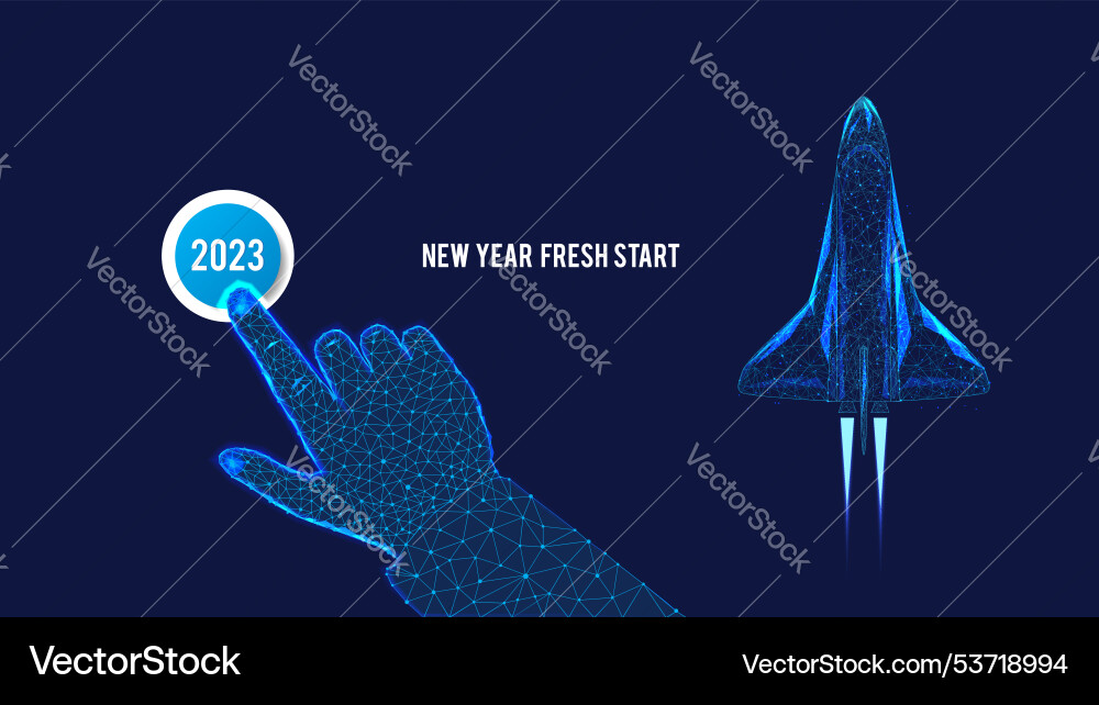 Beginning of the new year 2023 on button Beginning of the new year 2023 on button vector image