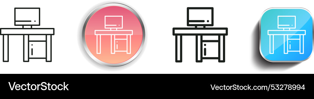Desk icon thin linear regular and button style Desk icon thin linear regular and button style vector image