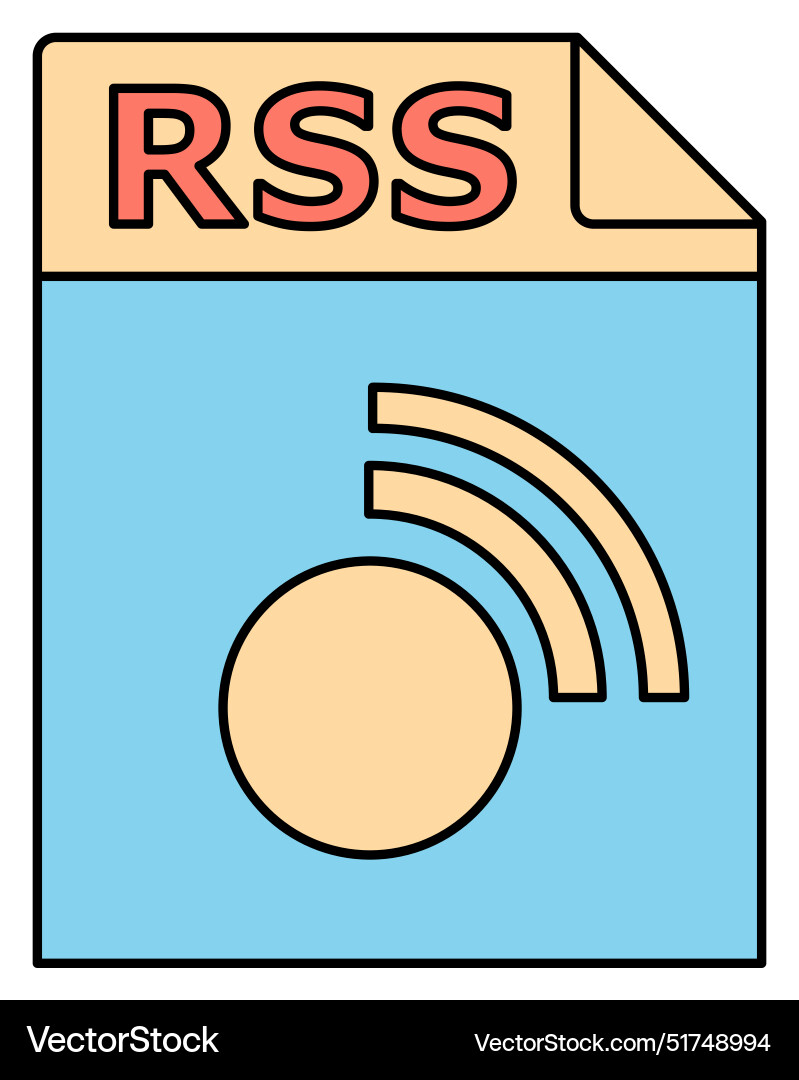 Rss feed icon symbol for web content syndication vector image