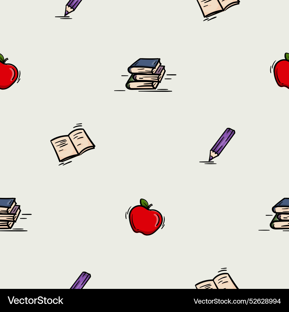 Seamless pattern with textbooks notebook apple Seamless pattern with textbooks notebook apple vector image