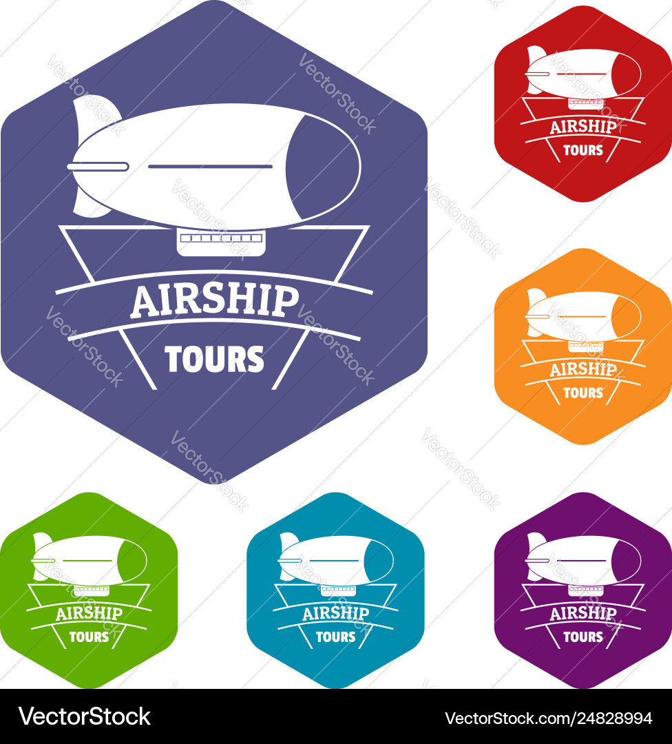 Sky dirigible icons hexahedron Sky dirigible icons hexahedron vector image