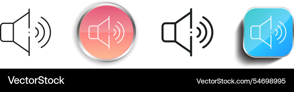 High volume icon thin linear regular and button vector image