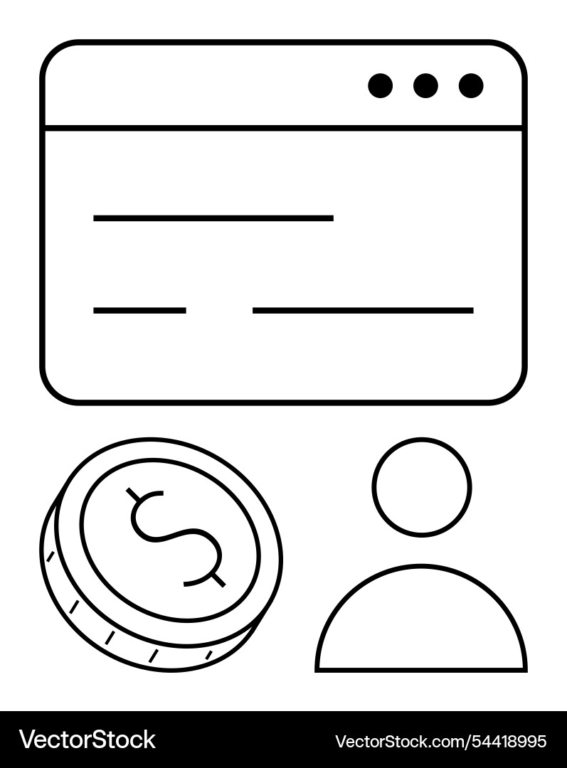 Minimalistic web interface with coin and user icon Minimalistic web interface with coin and user icon vector image
