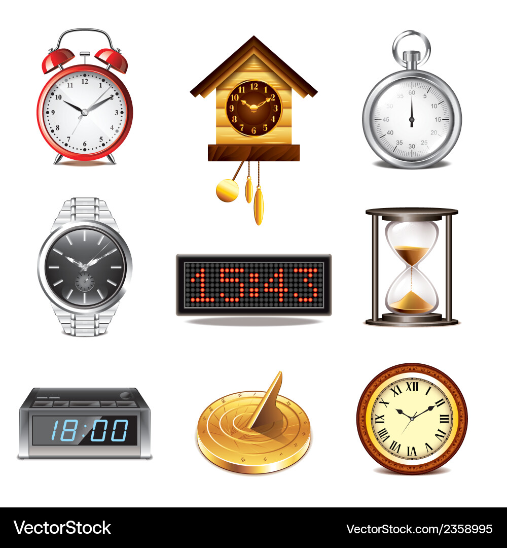 Set clock Royalty Free Vector Image - VectorStock