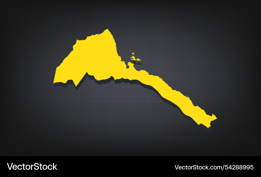 Yellow 3d map of eritrea on a dark background Yellow 3d map of eritrea on a dark background vector image