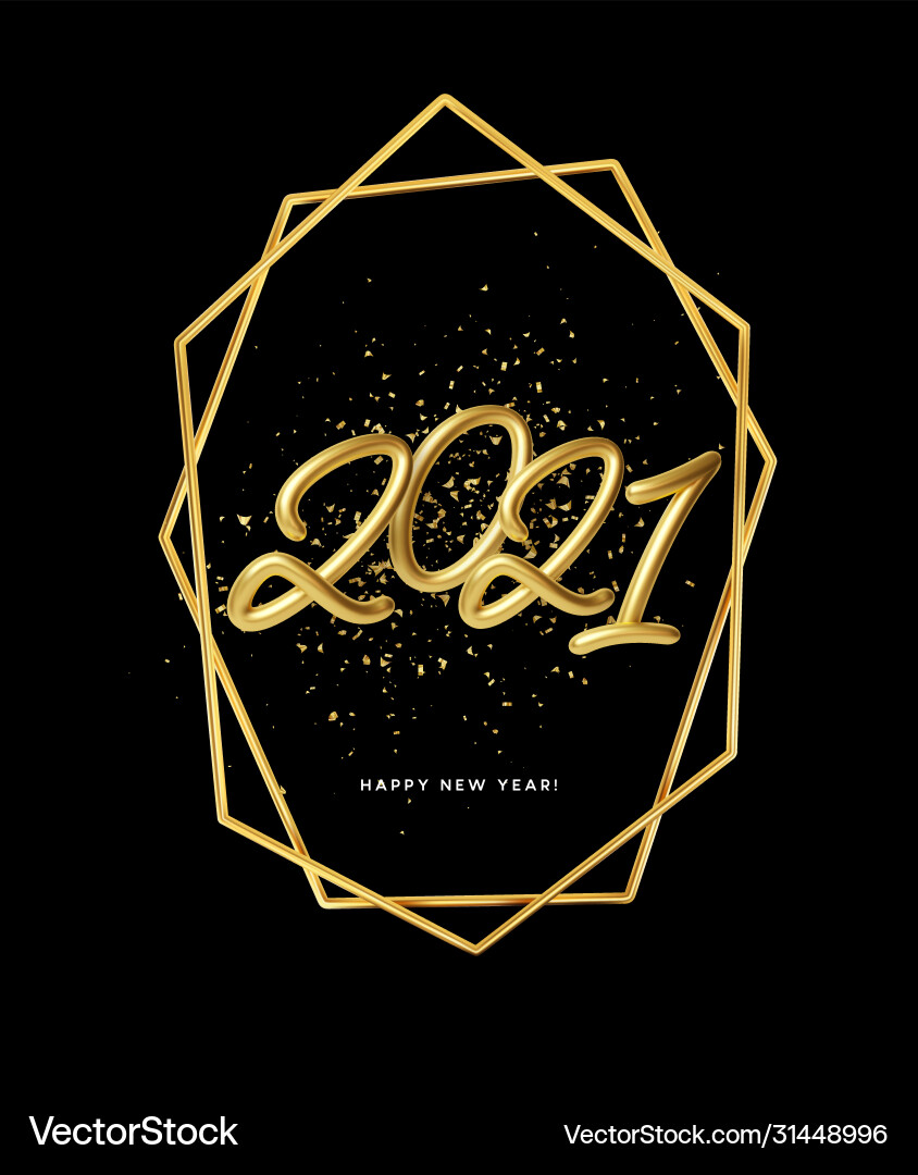 2021 realistic golden metallic inscription 2021 realistic golden metallic inscription vector image