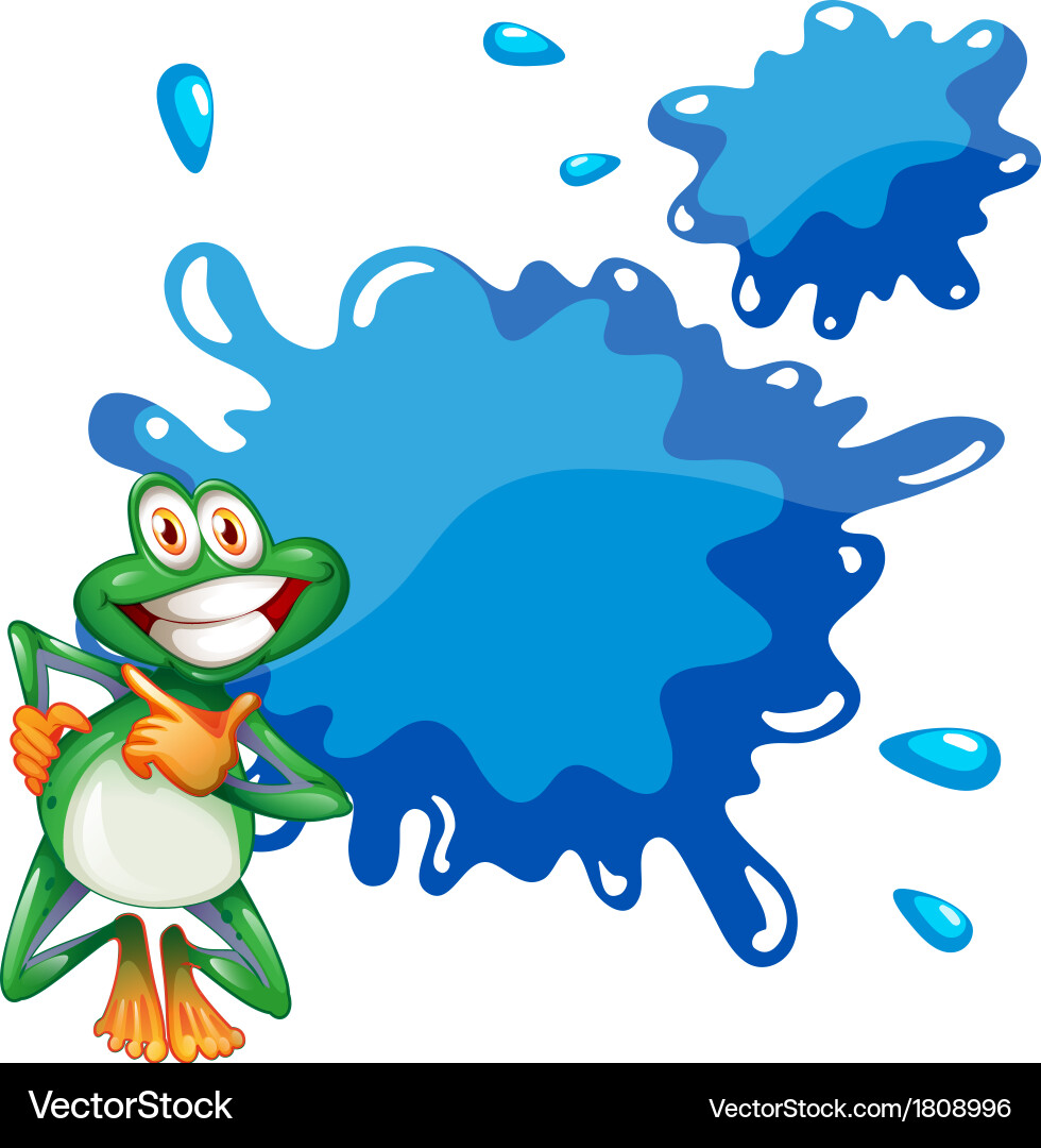 A smiling frog and an empty blue template vector image