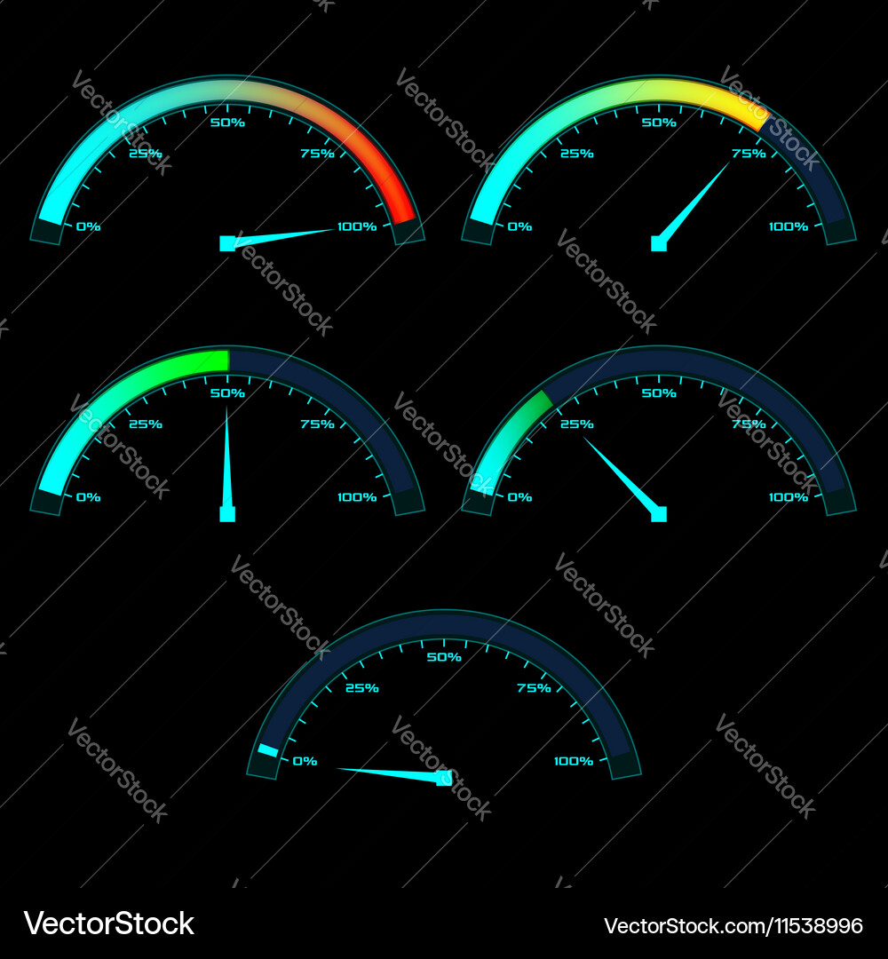 Analog Speed & Power Meter Dashboard Vector Image
