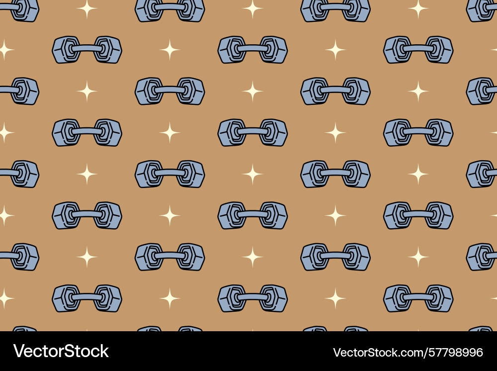 Dumbbell with light seamless pattern on background Dumbbell with light seamless pattern on background Vector Image