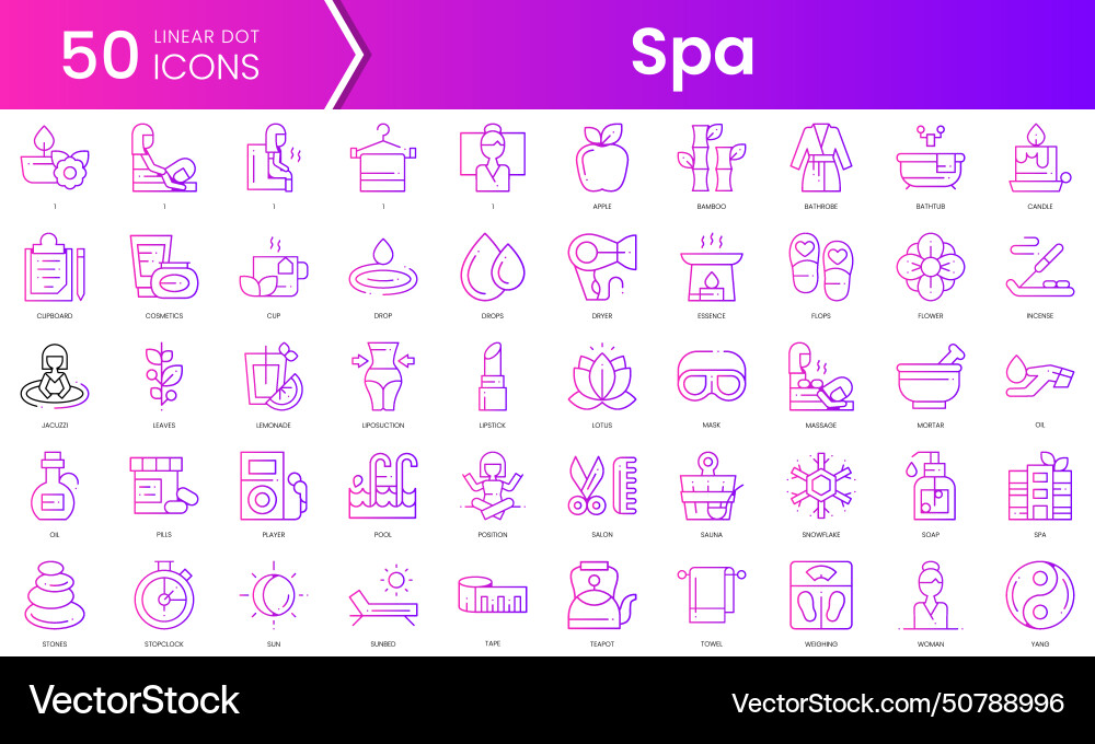 Set of spa icons gradient style icon bundle Set of spa icons gradient style icon bundle Vector Image