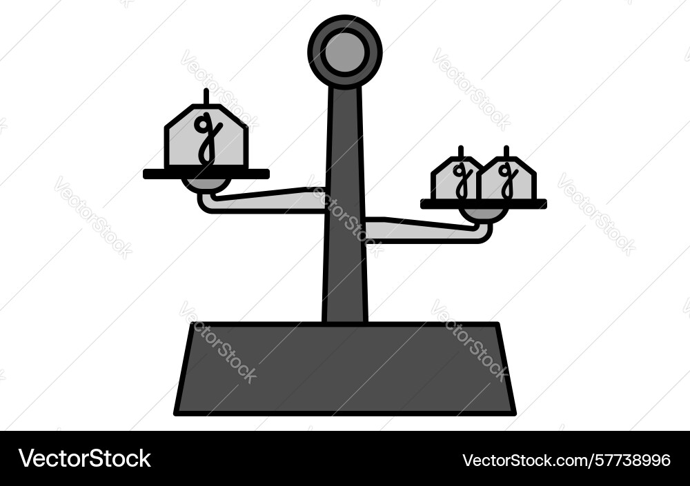 Simple line drawing icon of a scale with weights Simple line drawing icon of a scale with weights Vector Image