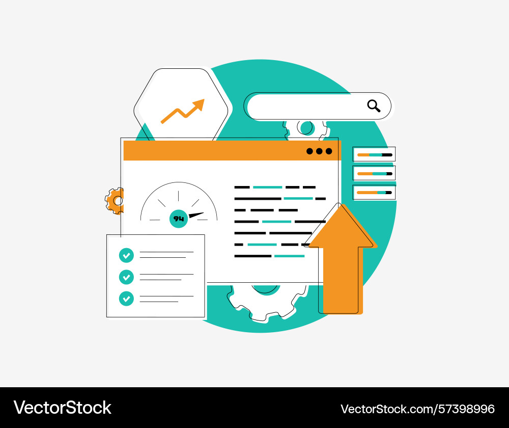 Website speed optimization and seo performance Website speed optimization and seo performance vector image