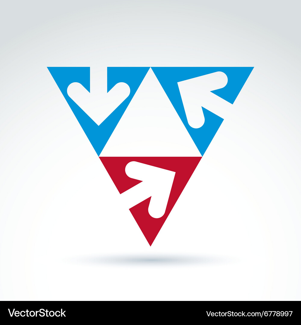 Abstract emblem with three multidirectional arrows Vector Image