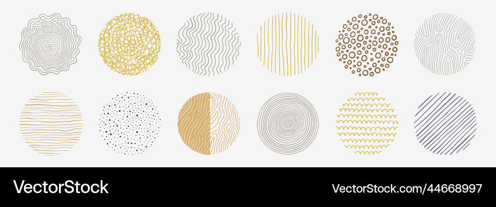 Abstract line pattern circle set hand drawn Abstract line pattern circle set hand drawn vector image