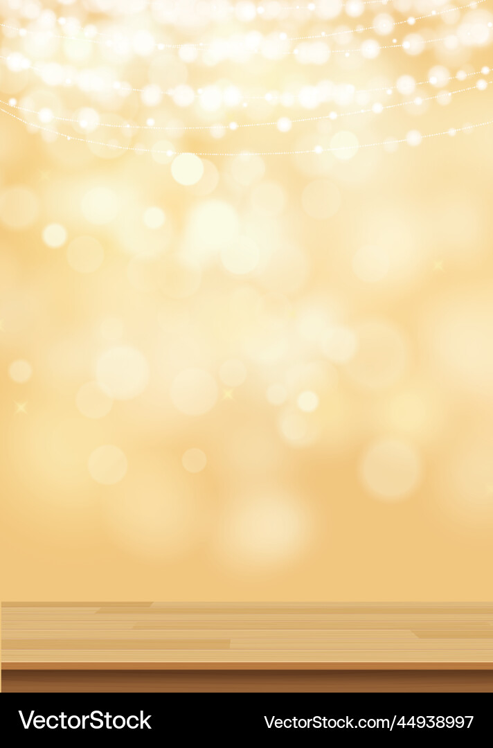 Bokeh gold glitter with wood for product Bokeh gold glitter with wood for product vector image