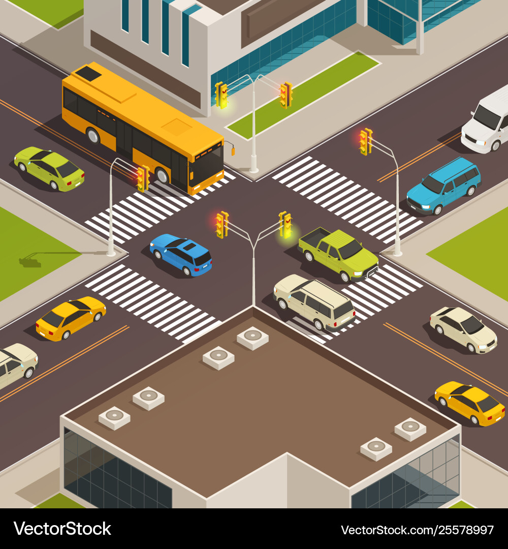 City isometric composition Royalty Free Vector Image