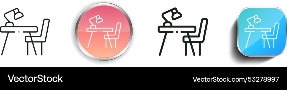 Desk icon thin linear regular and button style Desk icon thin linear regular and button style vector image
