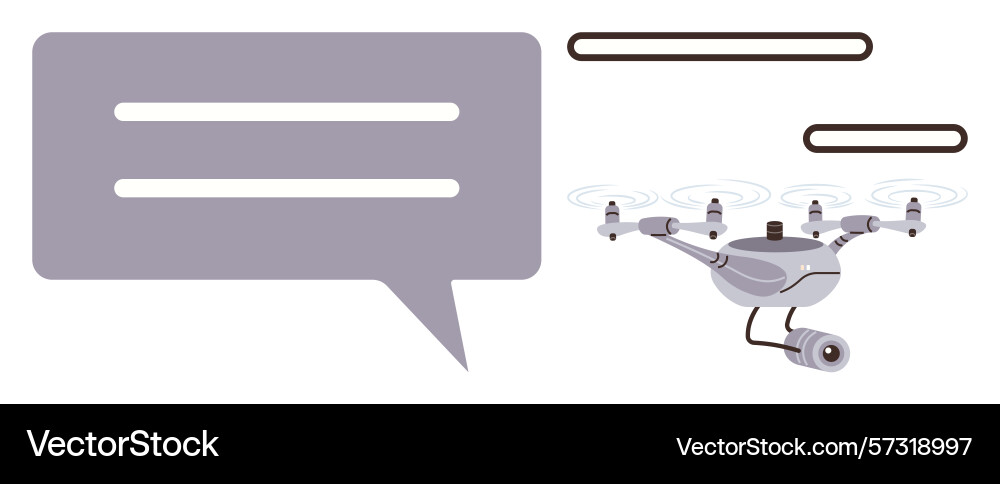 Drone with camera hovering near speech bubble vector image