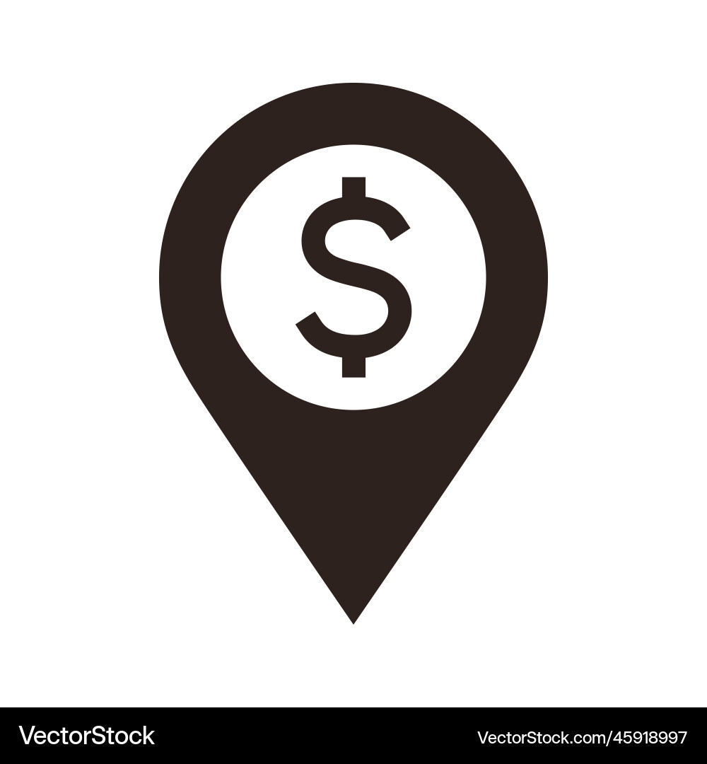 Map pointer with dollar sign icon exchange office Vector Image