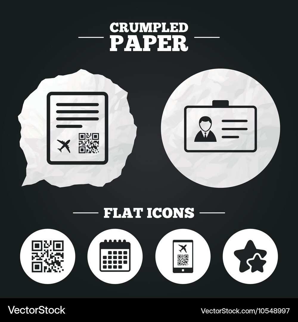 Qr scan code icon boarding pass flight sign Vector Image