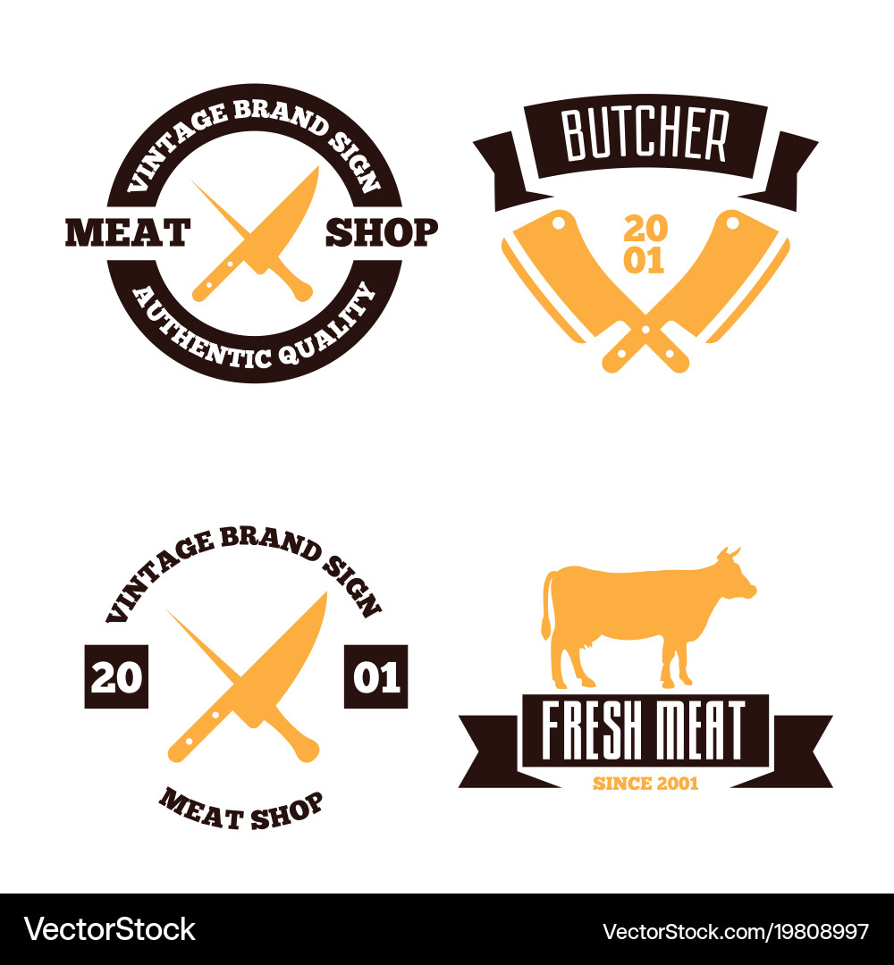 Set of butchery labels badges and design vector image