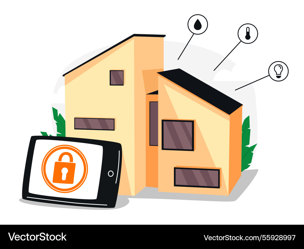 Smart home automation with mobile security system Smart home automation with mobile security system Vector Image