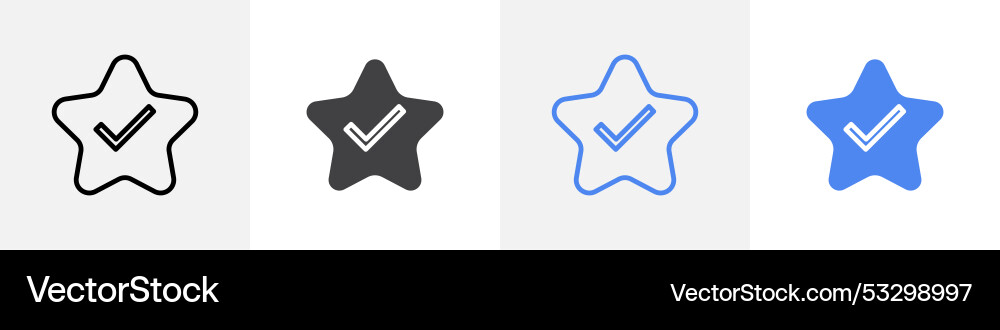 Tick star icon set use for web ui or app vector image