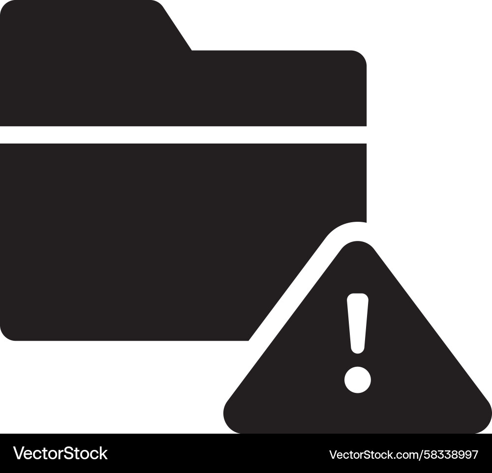 Warning Folder Icon - Error Alert Vector Image