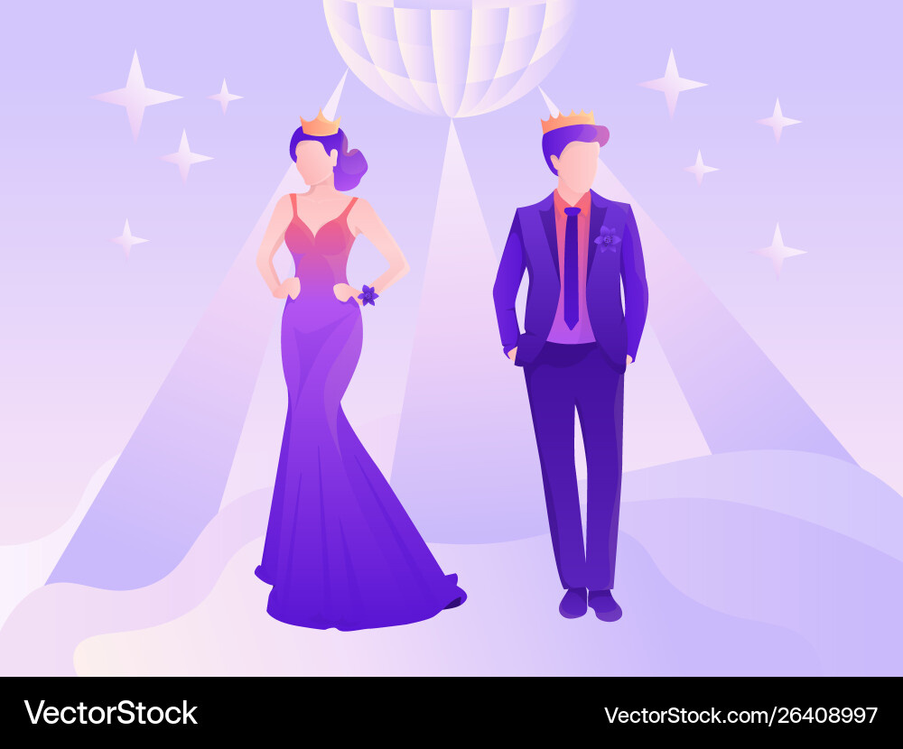 Young and beautiful prom king queen Young and beautiful prom king queen vector image
