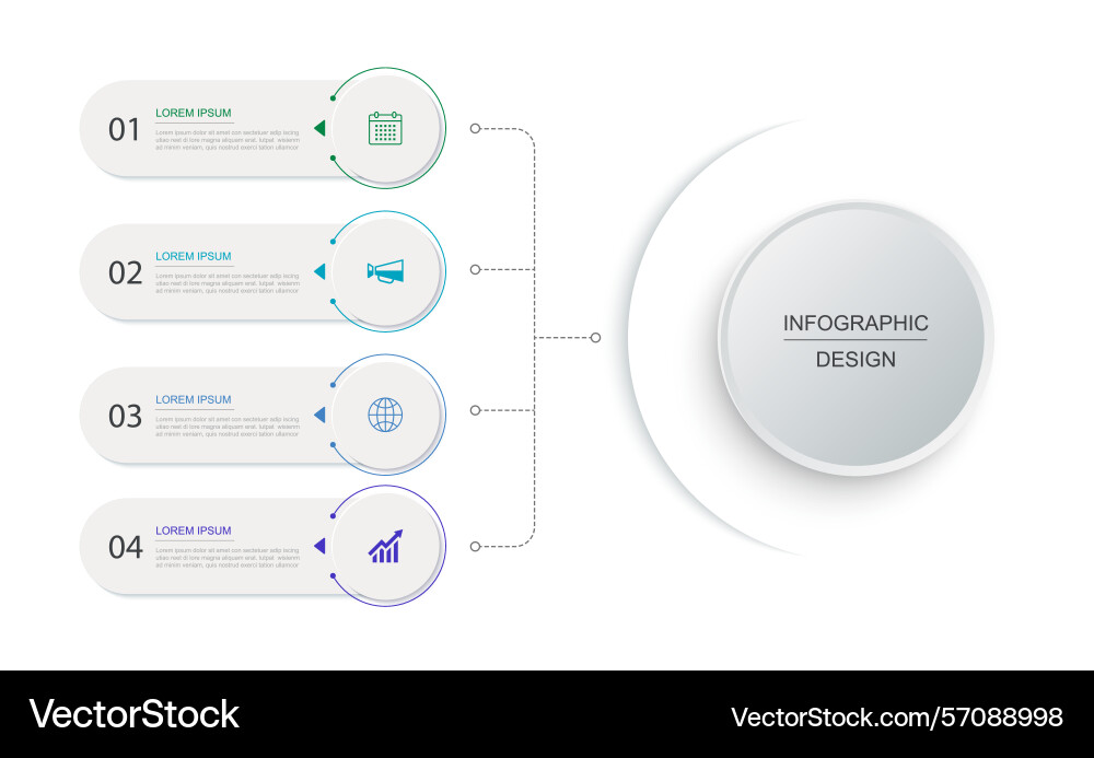 4 data infographics tab label with circle layout 4 data infographics tab label with circle layout Vector Image