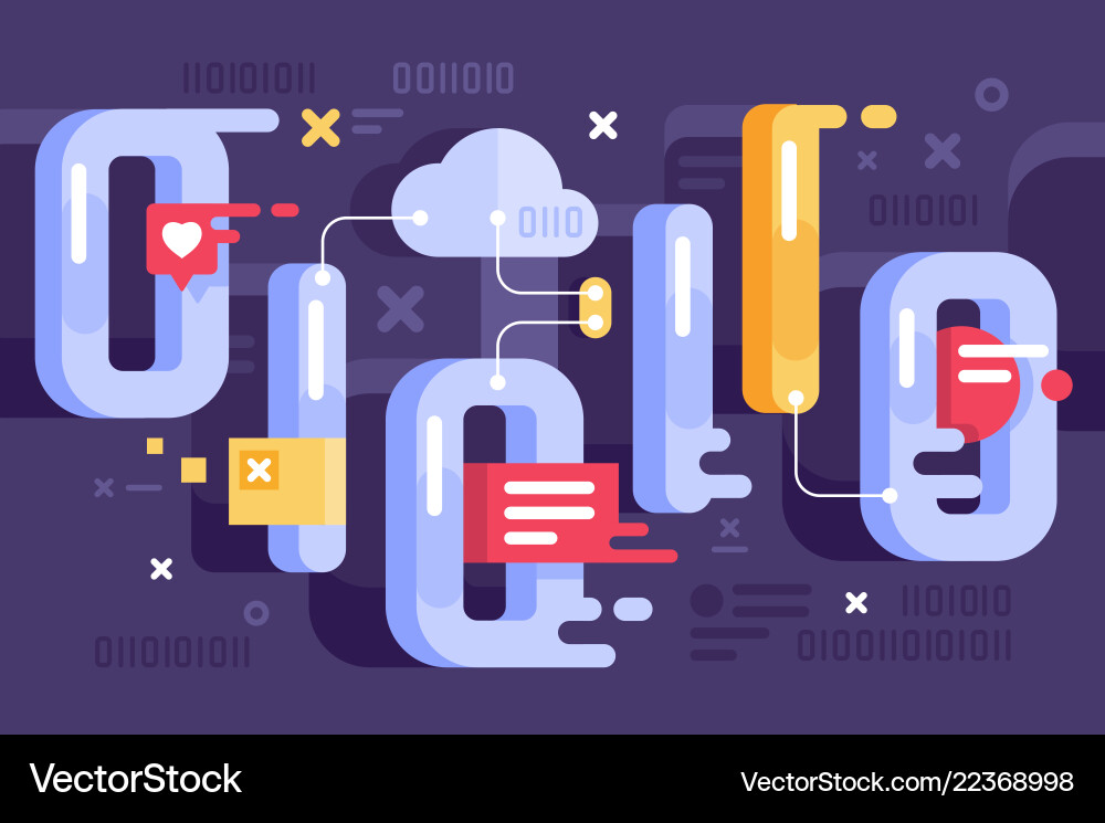 Binary representation in the world of data Binary representation in the world of data vector image