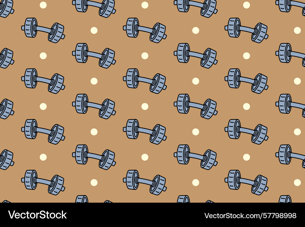 Dumbbell with dot seamless pattern background Dumbbell with dot seamless pattern background Vector Image