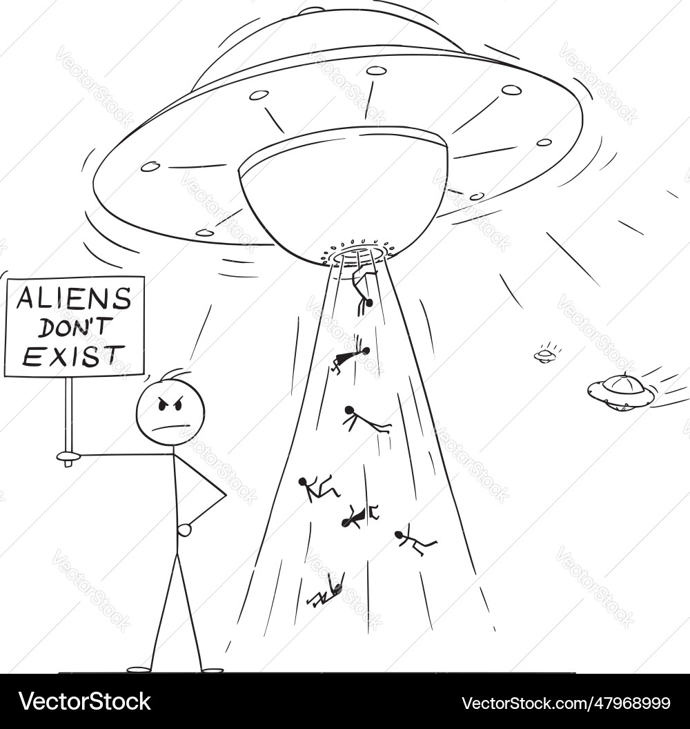 Aliens oder ufo dont exist Cartoon Stickfigur Aliens oder ufo dont exist Cartoon Stickfigur vektorbild