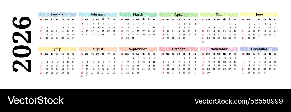 Calendar for 2026 isolated on a white background Vector Image
