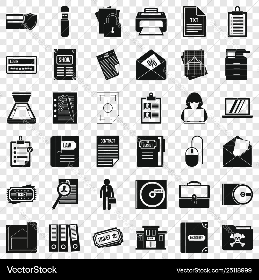 Computer document icons set simple style Computer document icons set simple style vector image