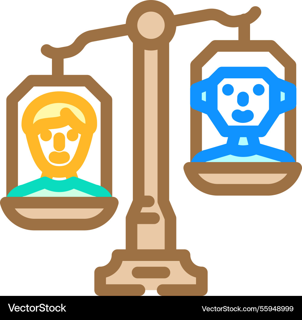Ethical ai balance scale deep learning color icon Ethical ai balance scale deep learning color icon vector image
