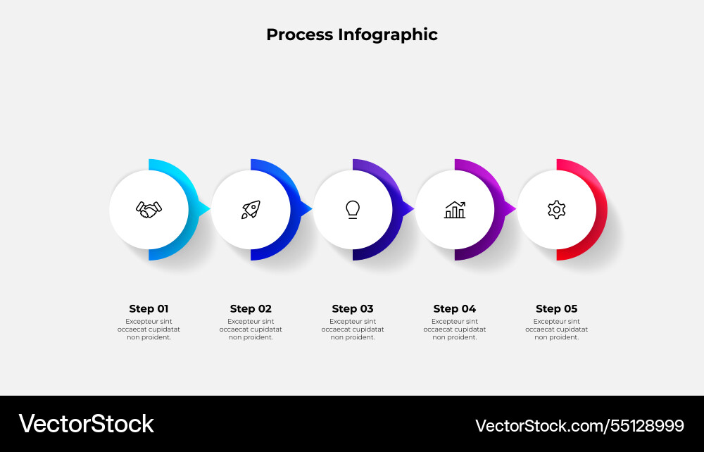Five circular elements placed in horizontal row Vector Image