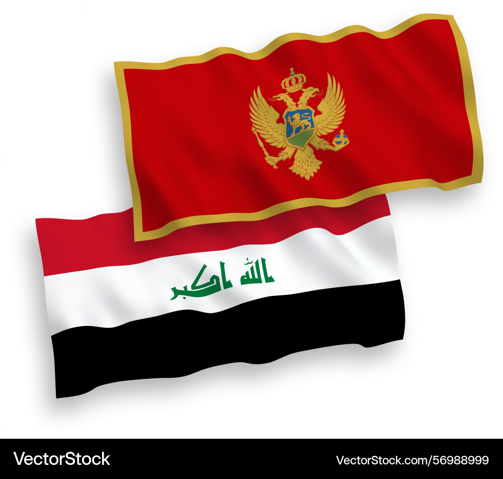 Flags of montenegro and iraq on a white background Vector Image