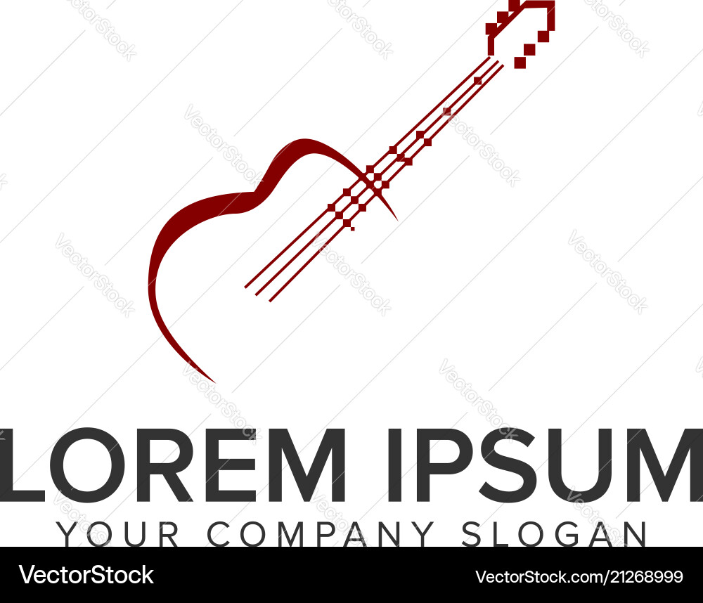 Guitar Logo Template - Modern Acoustic Vector Image